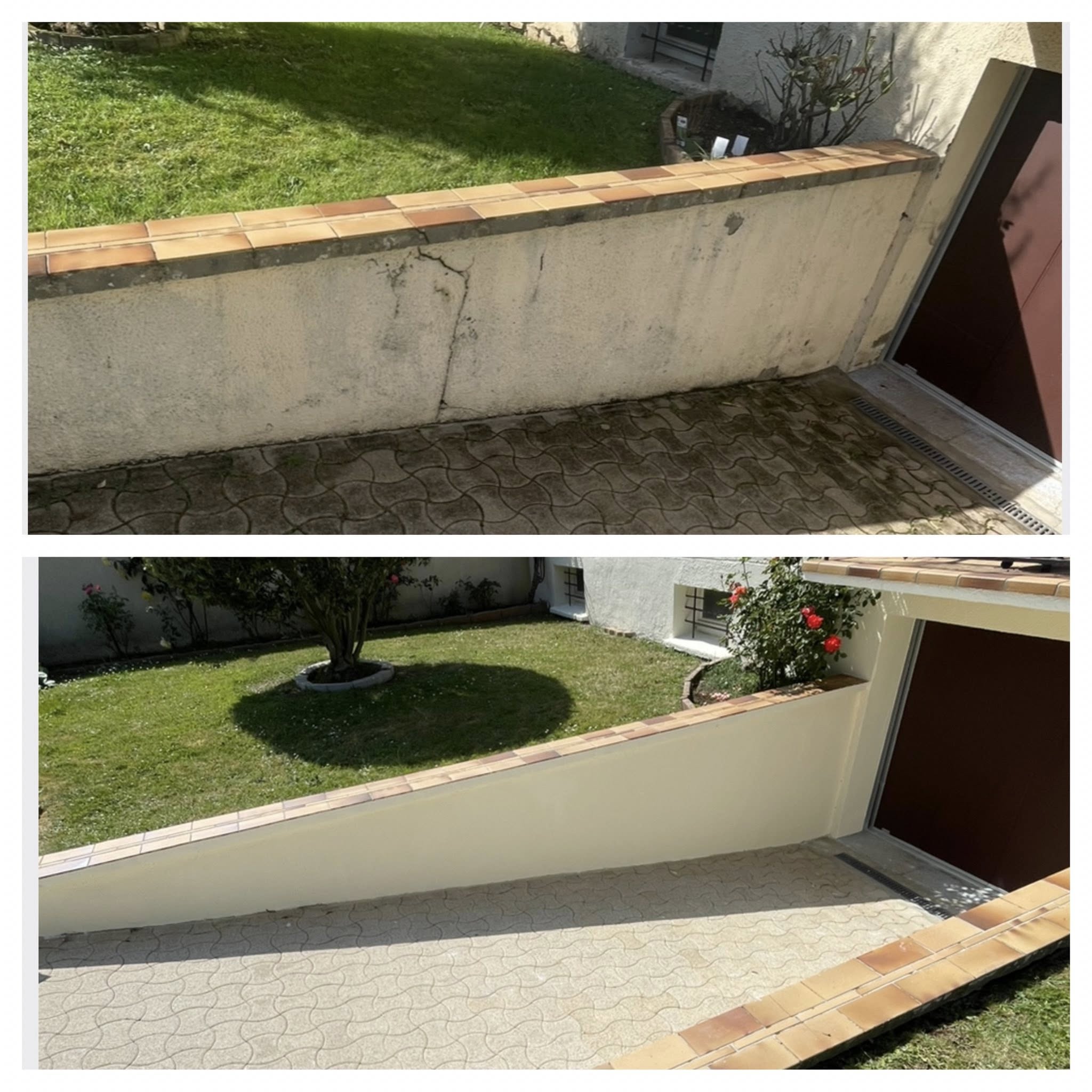 Peinture mur extérieur avant après - Durand Rénovation Caen