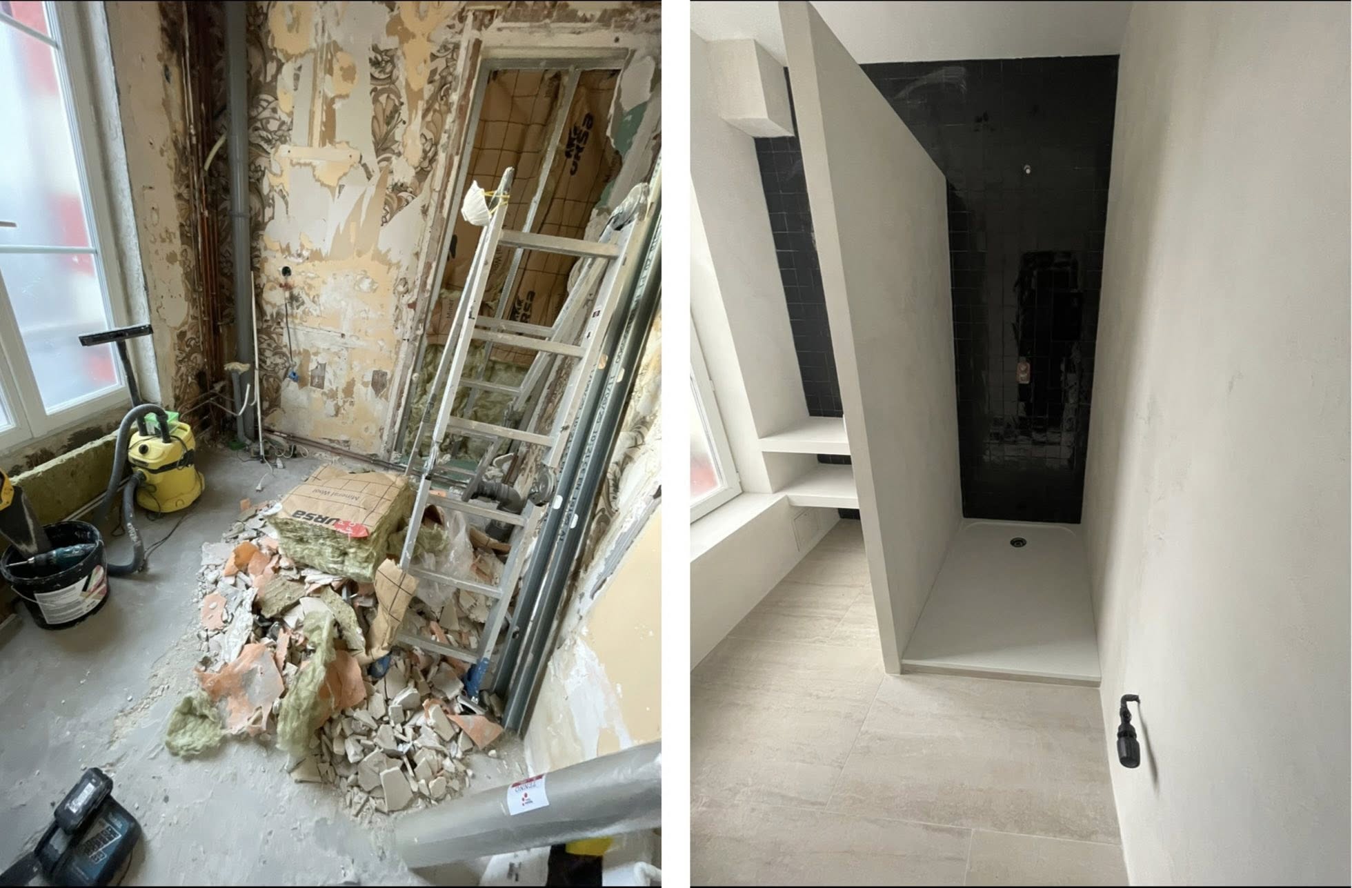 Pose de placo avant et après - Durand Rénovation Caen